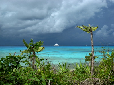 A storm at sea intensifies the turquoise colours of the ocean