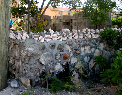 We just had to stop and take photos of this unique conch inlaid island stone wall.