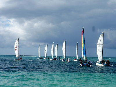 We watched the exciting Hobie Waves racing and each one had to have a child on board.