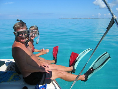 Ready to jump in for a snorkel out close to the reef off Fort St George Cay