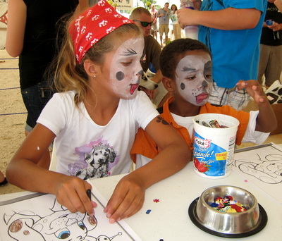 Kids with painted doggy faces were kept entertained at the craft tables