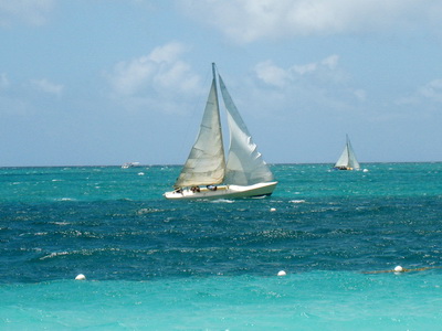 The Caicos Sloops sailed past.........I was late getting down to the beach and didn't get to see them race. 