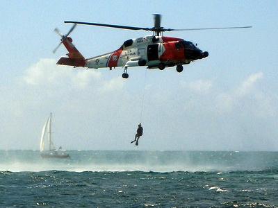 The Coast Guard put on a great rescue at sea demonstration for the huge crowd of spectators watching from the beach and water.