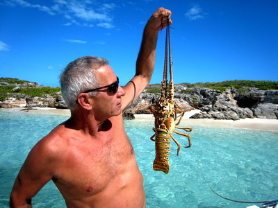 Pete looks like he's ready to sample some delicious Caribbean Spiny Lobster