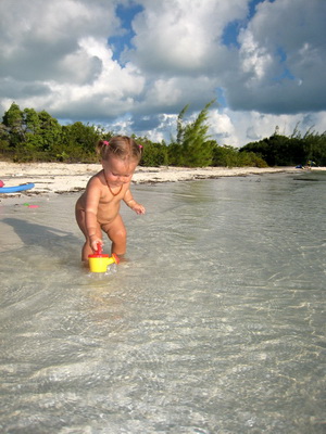 Little Malaika loved playing on the beach after having been in Europe for the past six weeks.