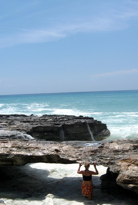 Every few years or so, a natural rock bridge appears out at Malcolm Roads Beach