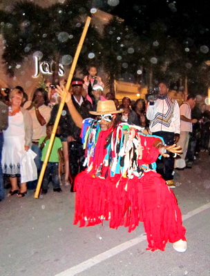David Bowen danced up a storm as he led the Maskanoo parade last night in Grace Bay.
