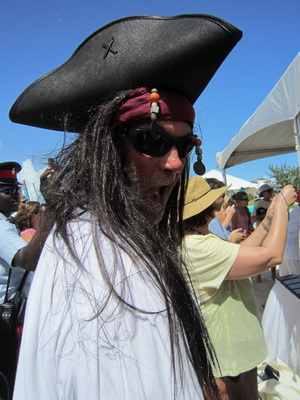 Ahoy Matey! This pirate was loving the steel band music.