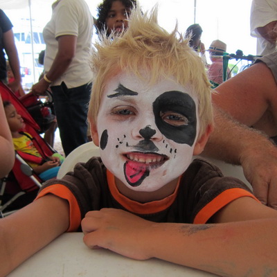 Face painting for the kids and this little boy was so cute.