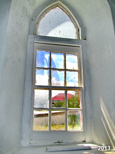 The old windows of the church at Salt Cay