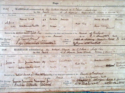 Marriage Register from 1909