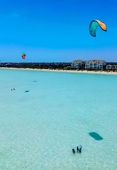 Kiteboarding at Long Bay on Providenciales Turks and Caicos Islands